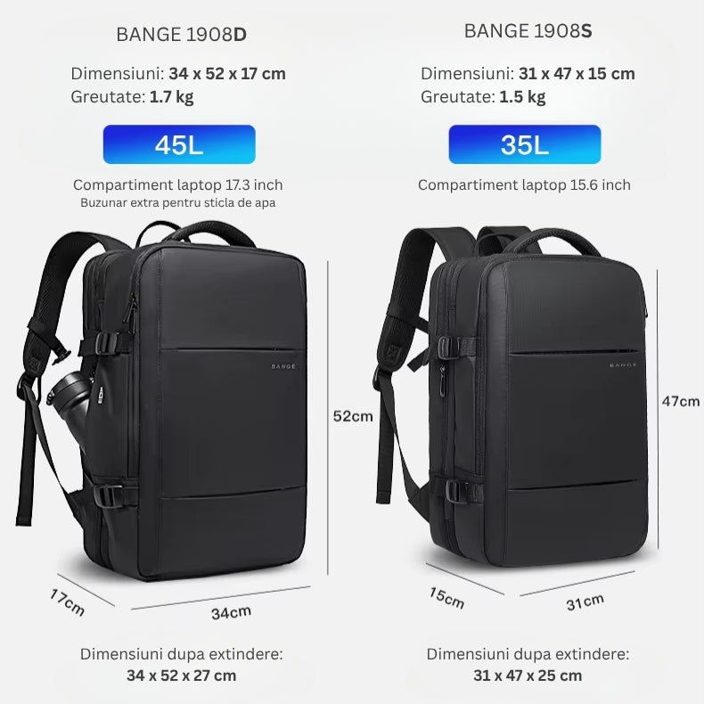 Dimensiuni variante rucsac Bange BG1908
