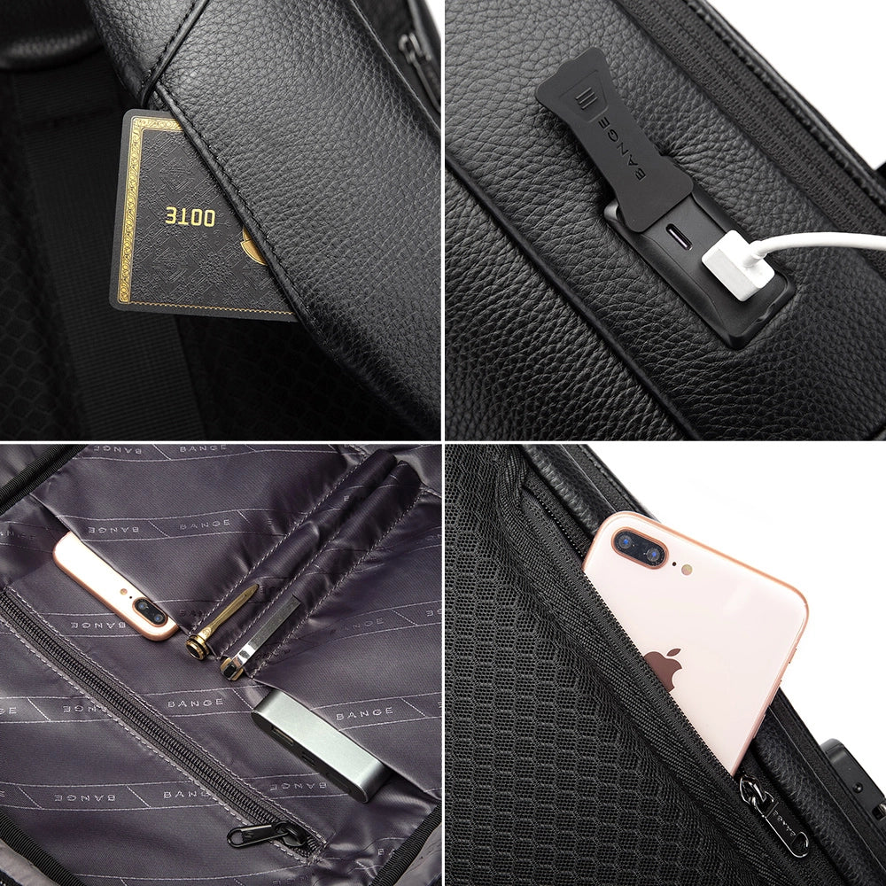 Rucsac Laptop, Piele Naturală,  BANGE BG6621